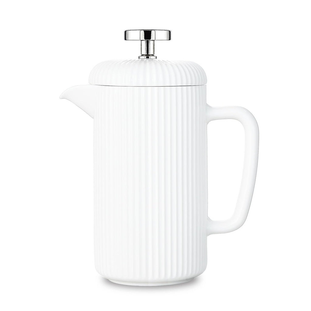 Porcelain French Press 22 fl oz Coffee Tea Maker with Stainless Steel Plunger Ivory R195377