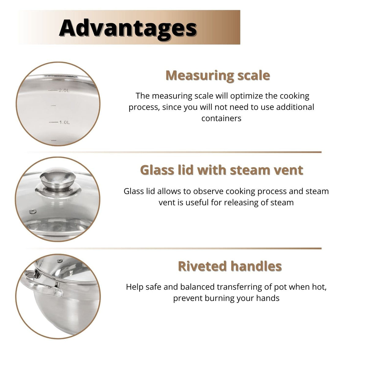 6.5 Quart Stainless Steel Stock Pot with Glass Lid F16282