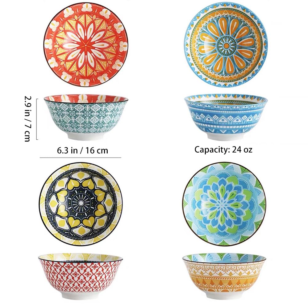 Bohemian Ceramic Cereal/Soup Bowls Set of 4 H4603