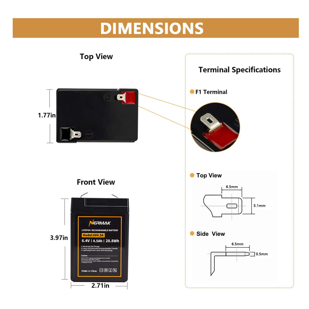 6V 4.5Ah LiFePO4 Battery 2 Pack V989