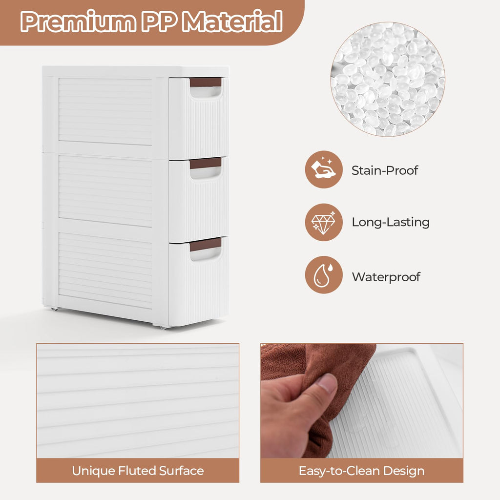 White 3 Drawer Narrow Storage Cabinet J327156