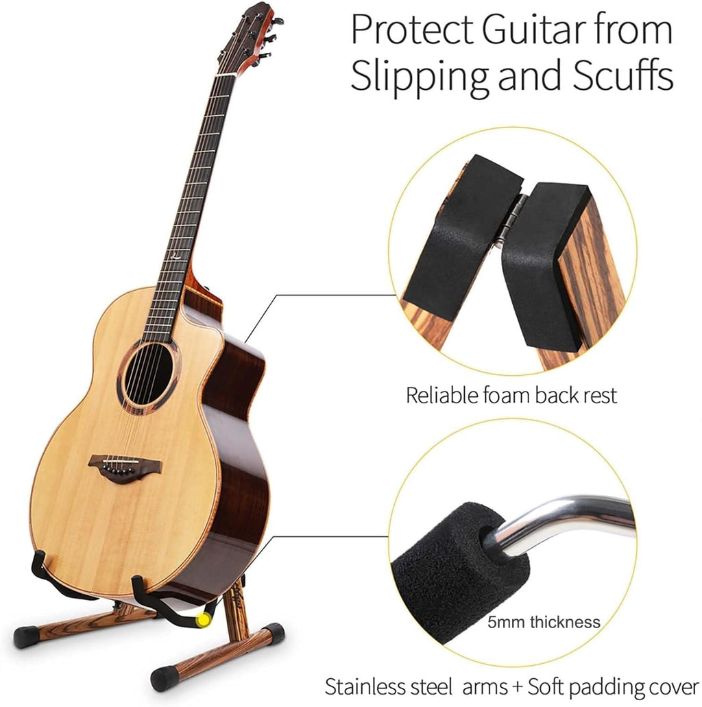 Folding Wood Acoustic Guitar Stand with Padding X63599