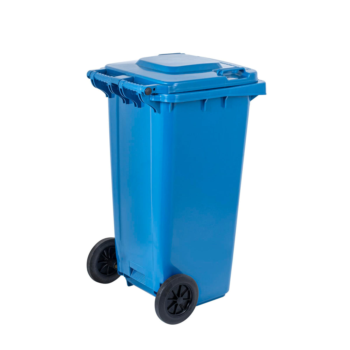 32 gal Blue Plastic Wheeled Trash Can N532859
