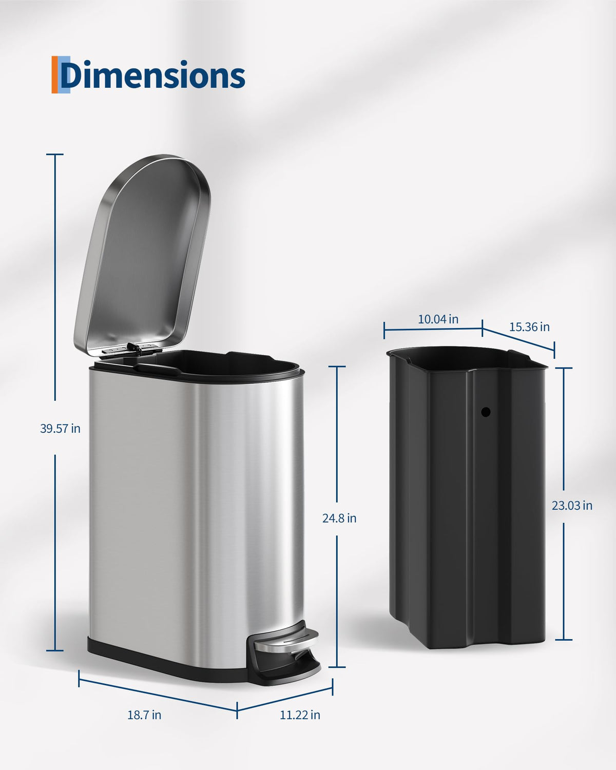 50 L Stainless Steel Kitchen Trash Can with Lid I157480