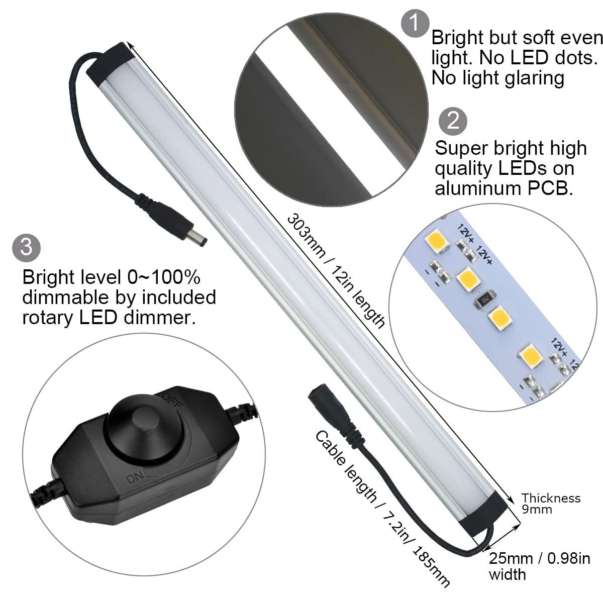 Under Cabinet LED Lighting Kit, 6 PCS 12 Inches Light Bars, Daylight White A16928