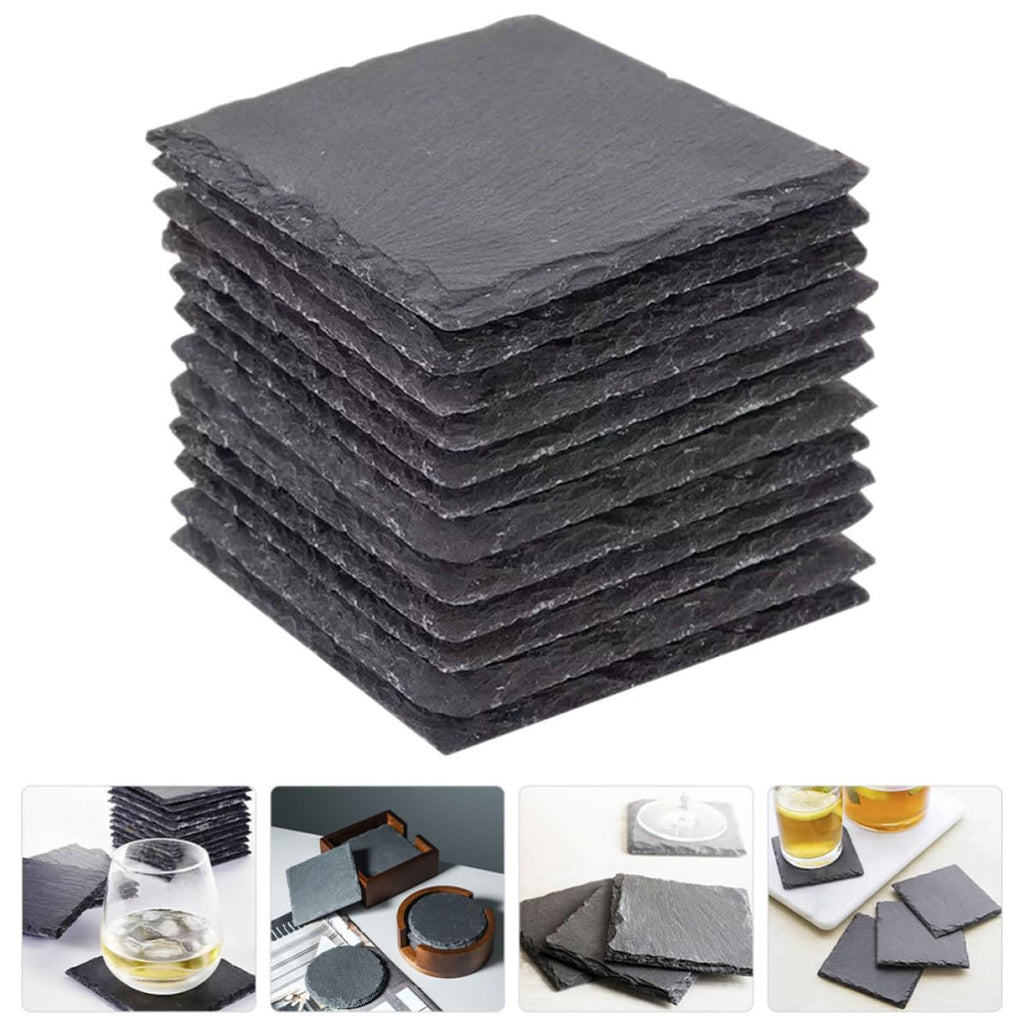 12 Pc Natural Stone Square Drink Coasters A471551