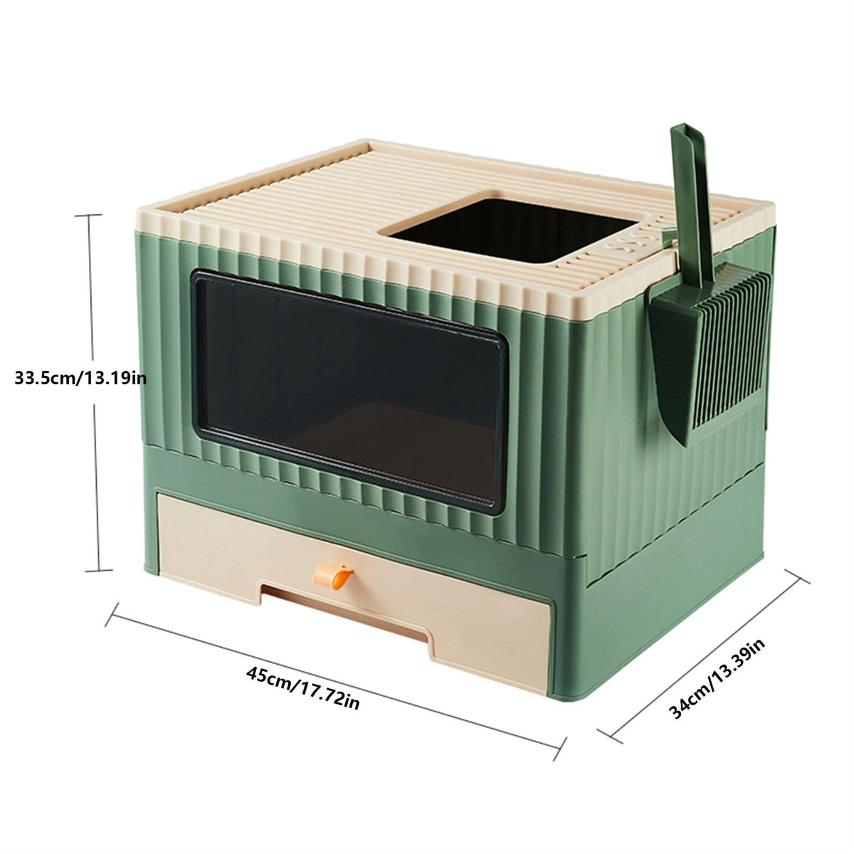 Top Entry Cat Litter Box with Lid Foldable Green I5511