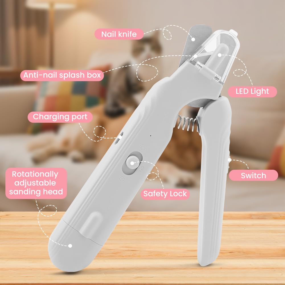 2 in 1 Cat Dog Nail Clippers & Grinder with LED Light Y826698