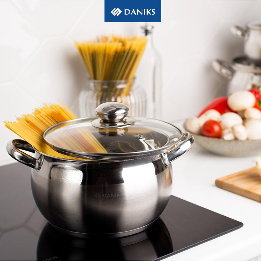 6.5 Quart Stainless Steel Stock Pot with Glass Lid F16282