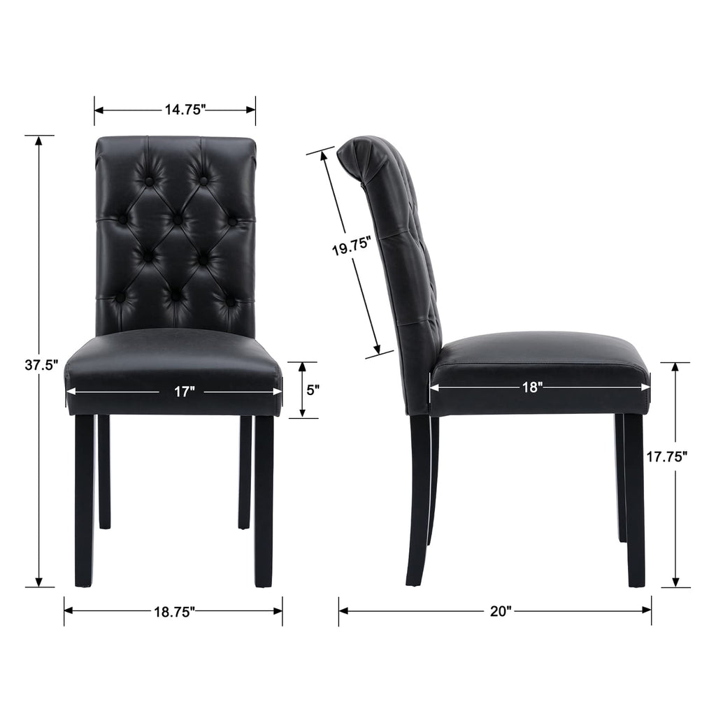 Black PU Leather Upholstered Dining Chairs Set of 4 Y235002