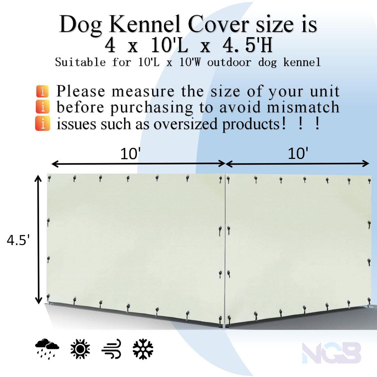10'W x 10'L 600D Waterproof Oxford Fabric Kennel Cover M7943