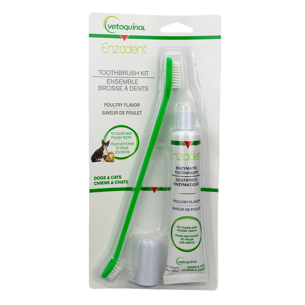 Enzymatic Toothpaste Kit with Fingerbrush & Dual-End Toothbrush, 3.2 oz Poultry Flavor O81103