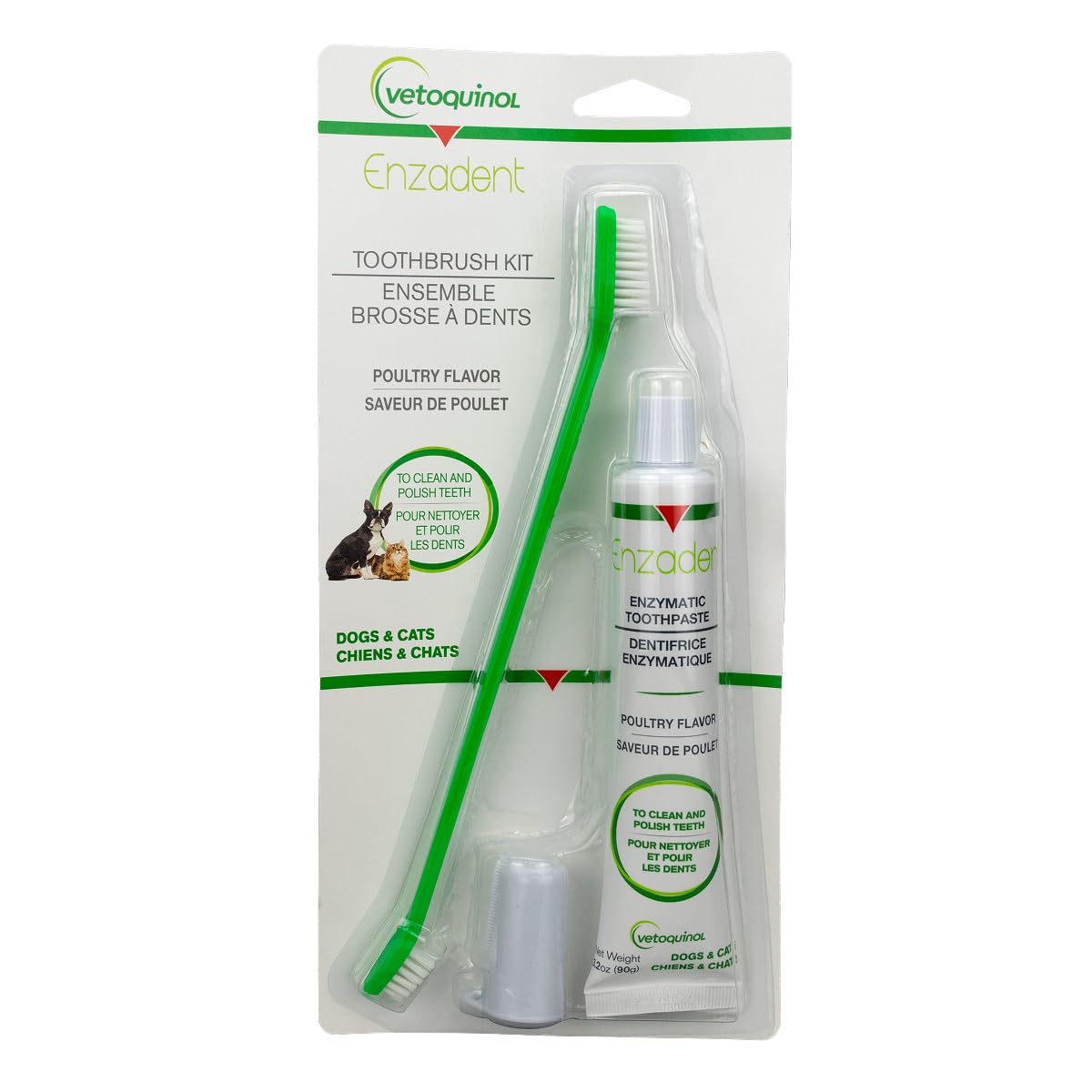 Enzymatic Toothpaste Kit with Fingerbrush & Dual-End Toothbrush, 3.2 oz Poultry Flavor O81103