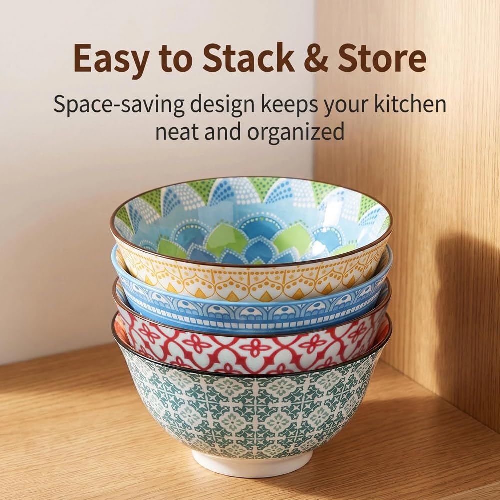 Bohemian Ceramic Cereal/Soup Bowls Set of 4 H4603
