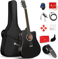 Full Size Cutaway Acoustic Electric Guitar with Built-in Pickups Matte Black L8537