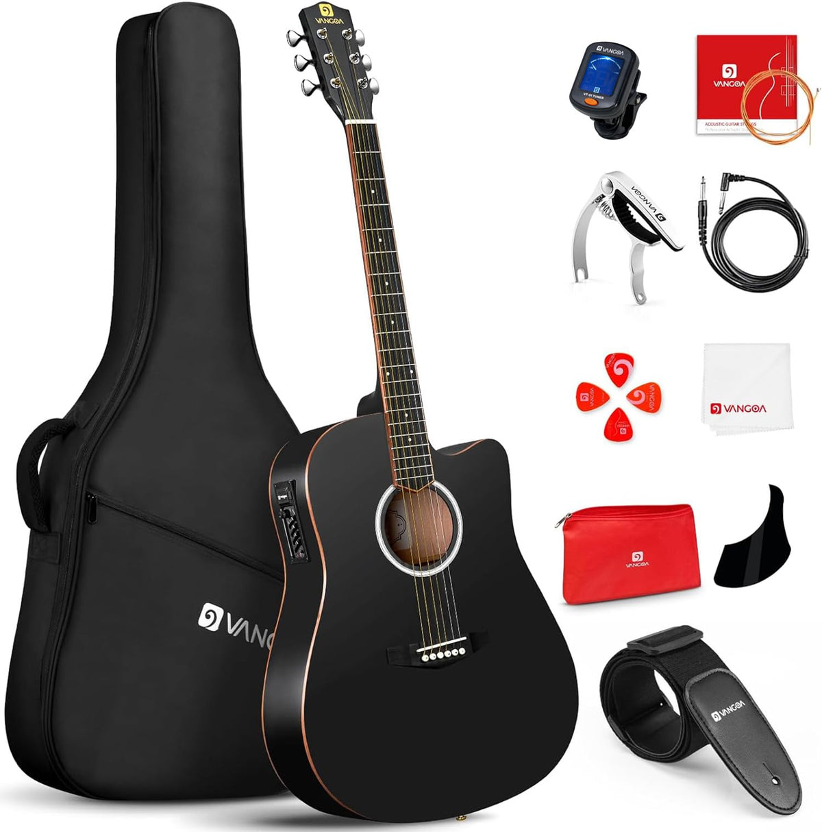 Full Size Cutaway Acoustic Electric Guitar with Built-in Pickups Matte Black L8537