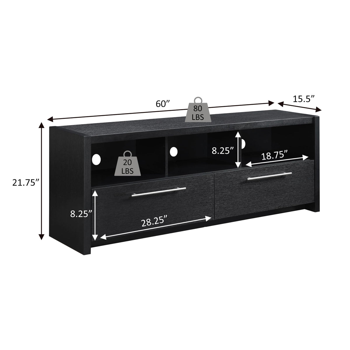 Espresso TV Stand with Storage Cabinets & Shelves T823553