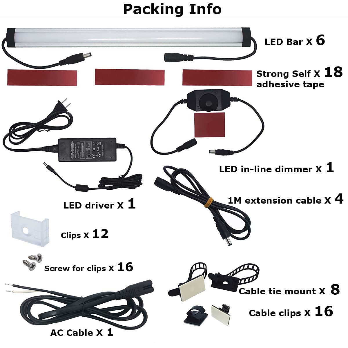 Under Cabinet LED Lighting Kit, 6 PCS 12 Inches Light Bars, Daylight White A16928