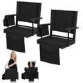 2 Pcs Folding Stadium Seat with Back Support and Cushion E91927