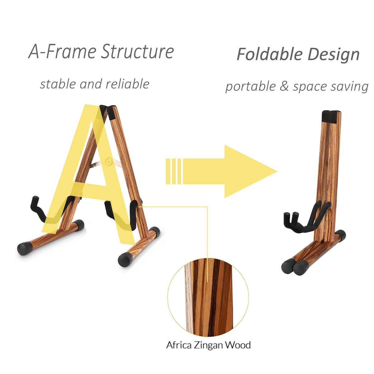 Folding Wood Acoustic Guitar Stand with Padding X63599