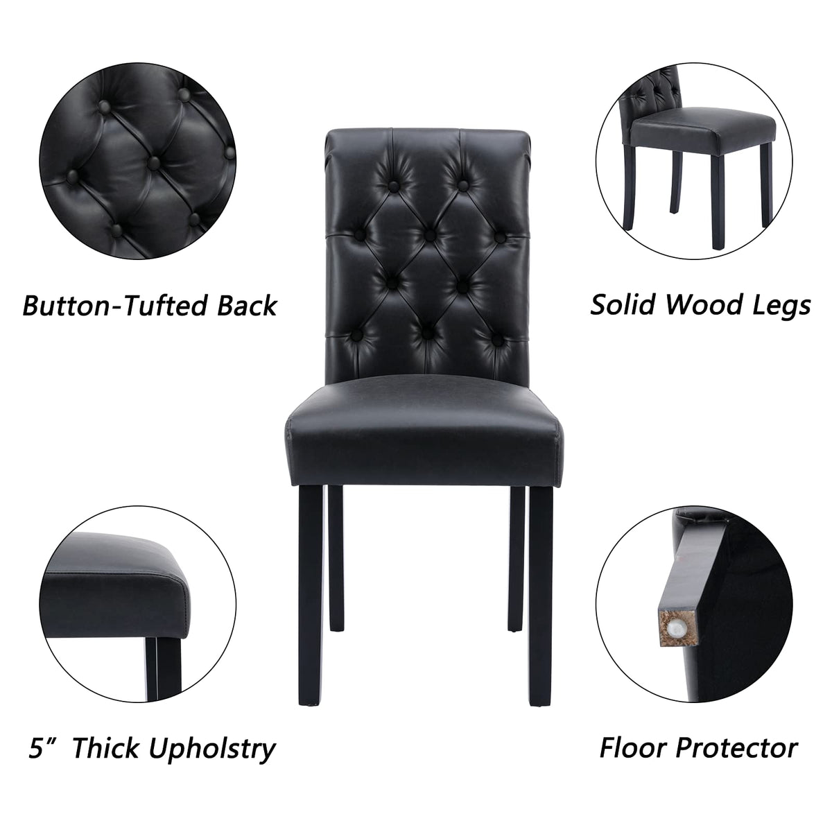 Black PU Leather Upholstered Dining Chairs Set of 4 Y235002