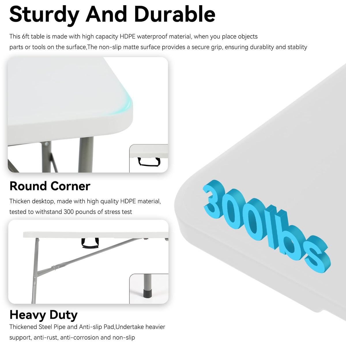 6FT White Folding Table N83313
