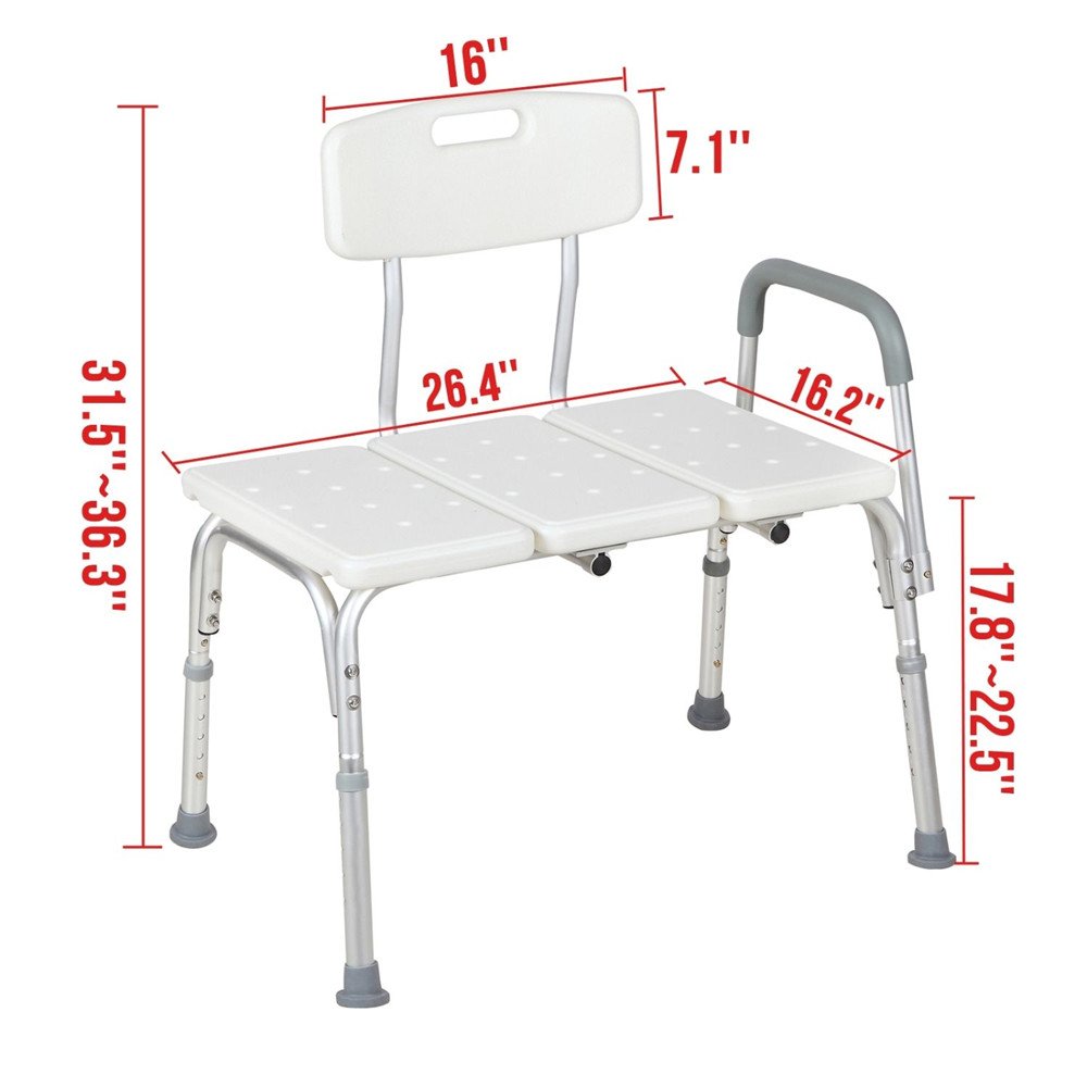 Adjustable Transfer Bench with Back & Arm H489