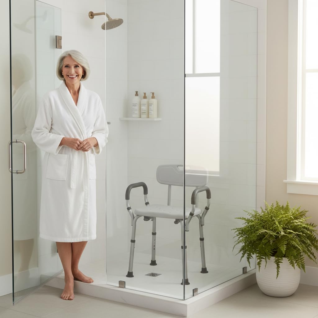 Bath Seat with Removable Arms & Back, 300 lb Capacity, Adjustable Height P864787