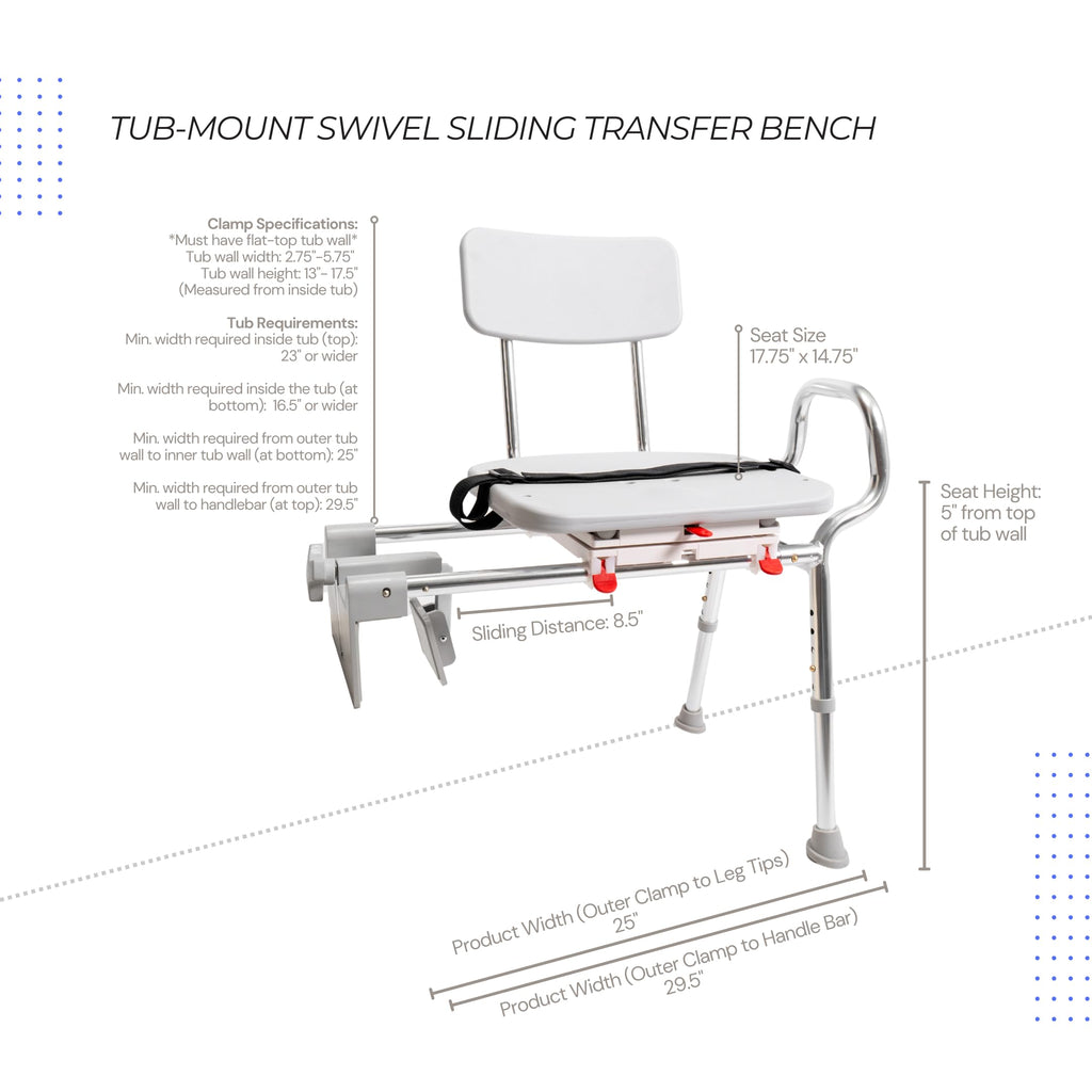 Sliding Tub Transfer Bench with Swivel Seat E3877