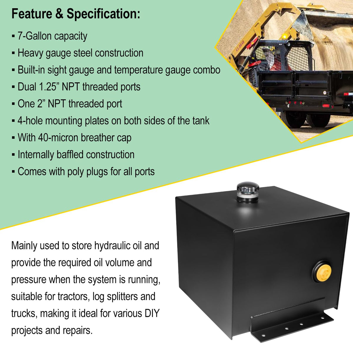 7 Gallon Hydraulic Fluid Reservoir Oil Tank N9300