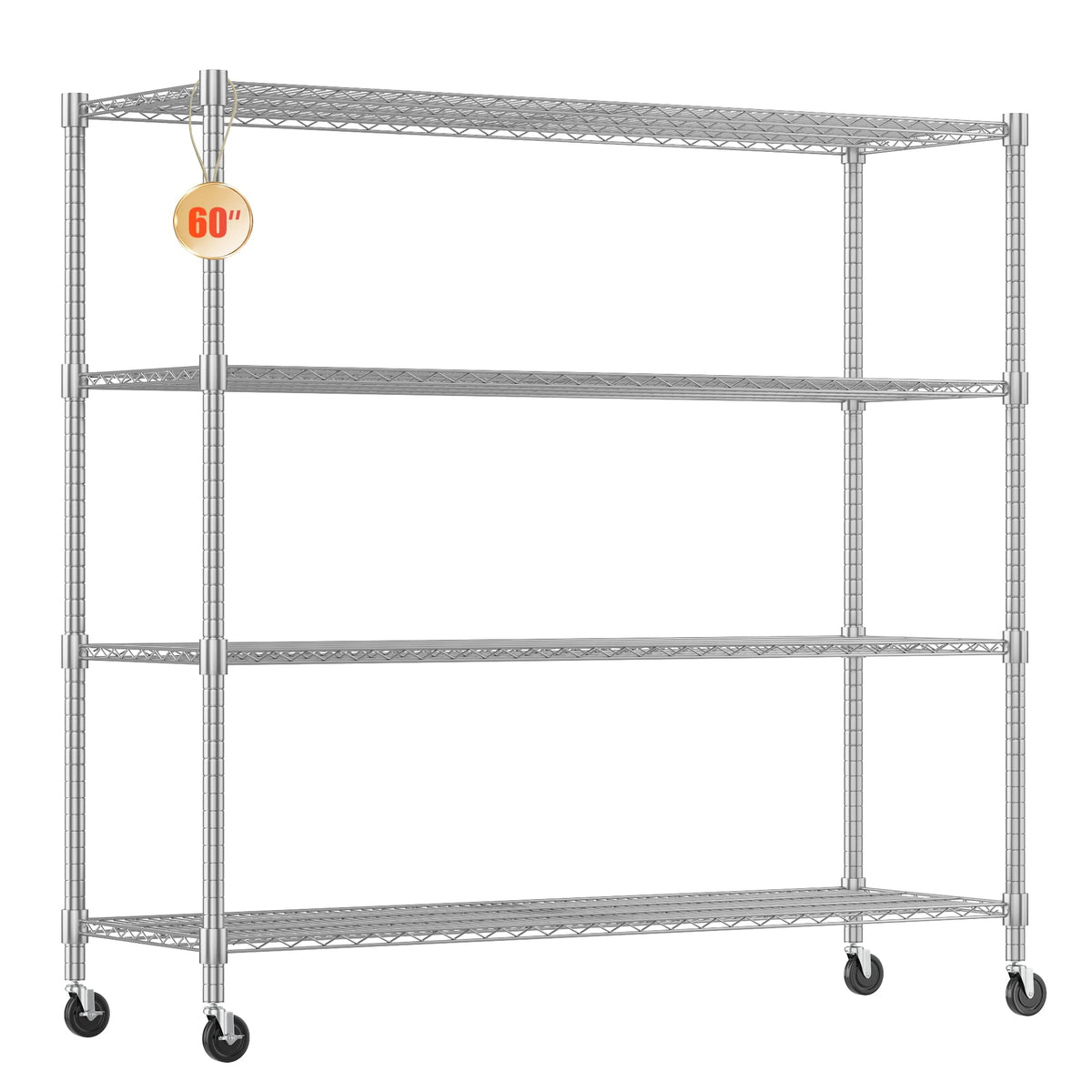 4-Tier Heavy Duty Metal Shelves with Wheels H7395