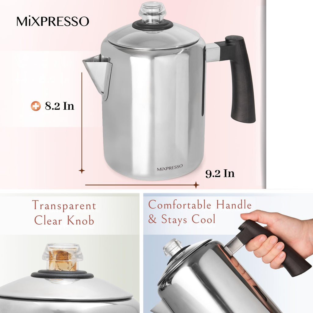 5-8 Cup Stainless Steel Stovetop Coffee Percolator V953196