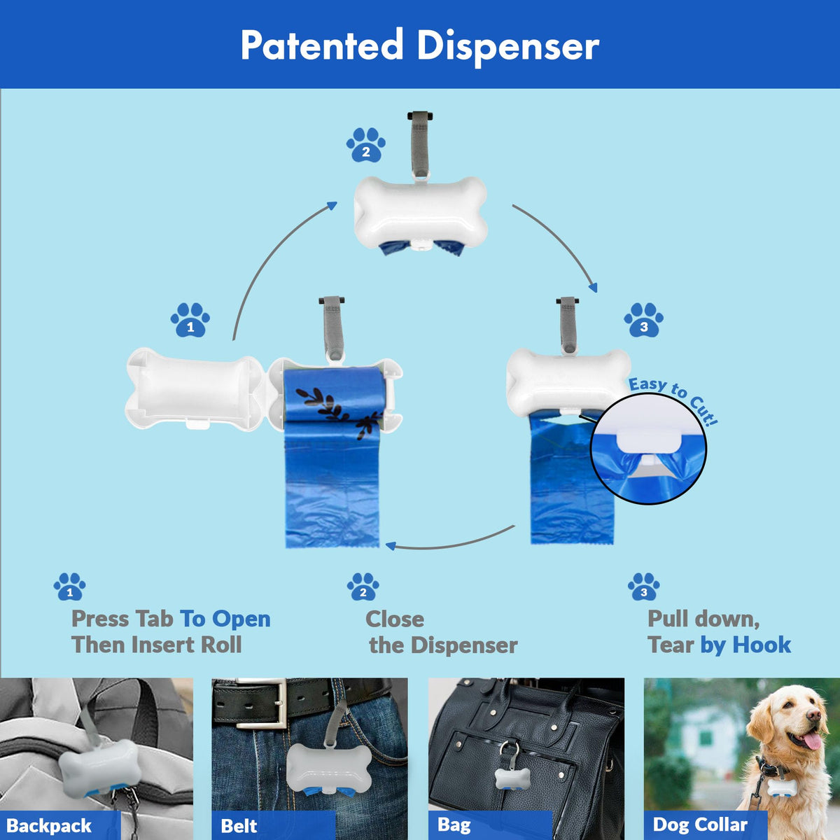 1000 Count Dog Poop Waste Bags with Dispenser J91872