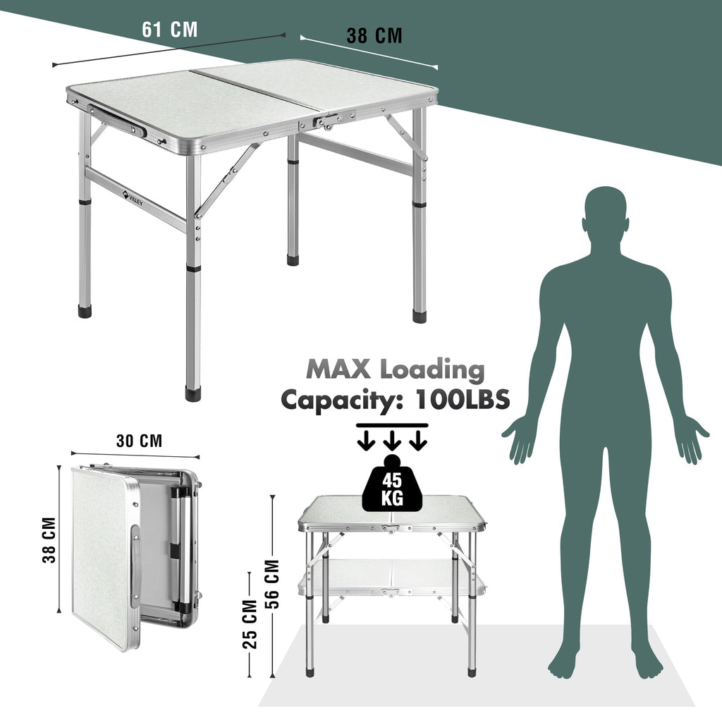 Folding Camping Table with Adjustable Legs J258883