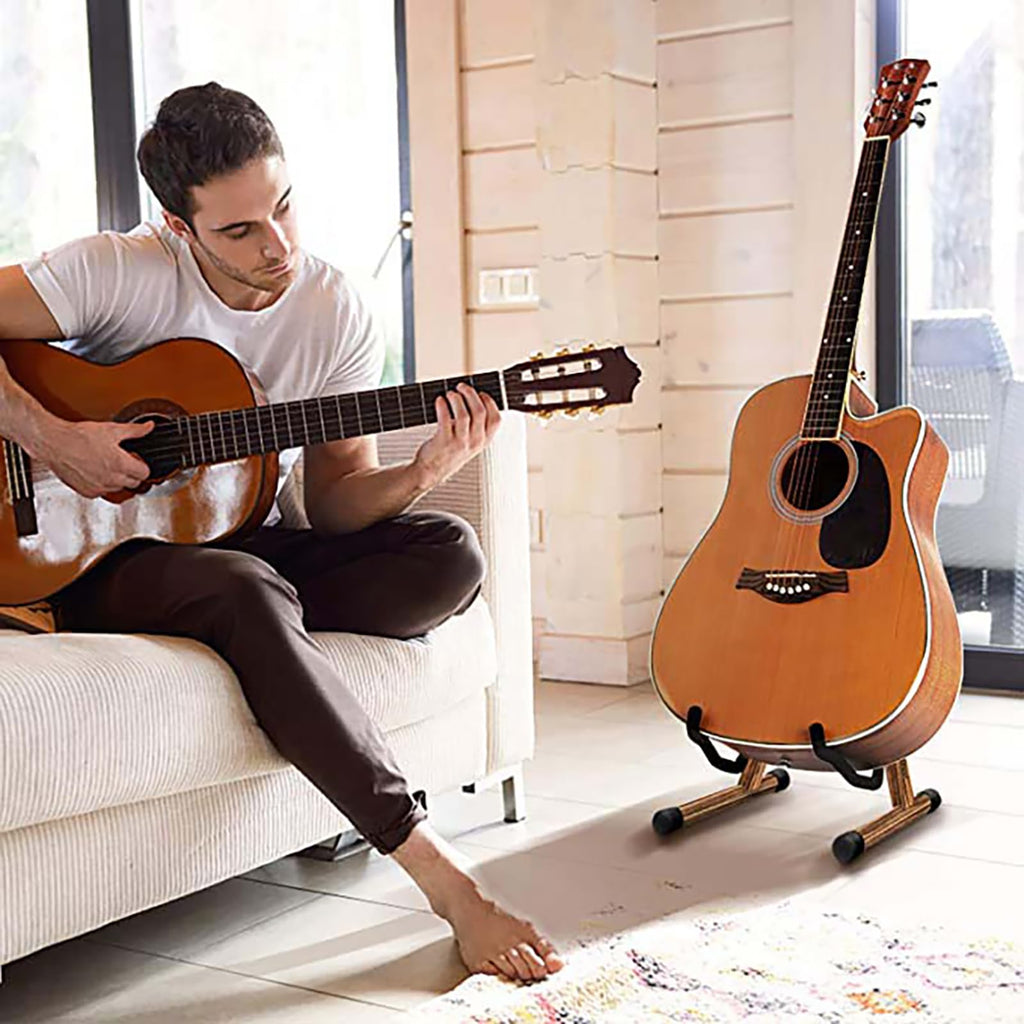 Folding Wood Acoustic Guitar Stand with Padding X63599