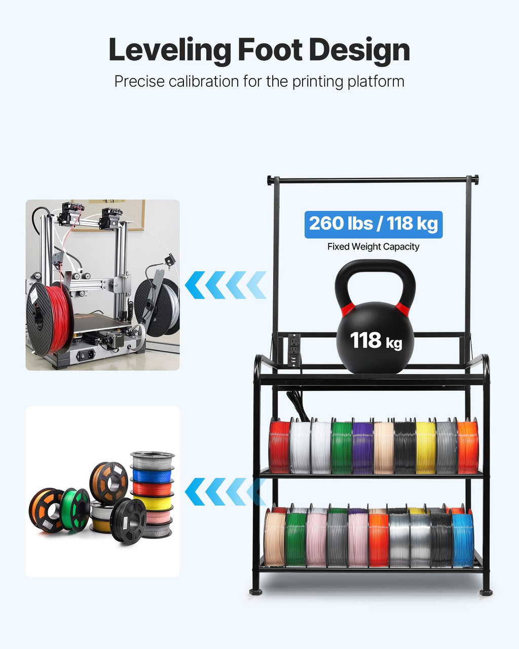 3-Tier Filament Storage Rack with Wheels W29301