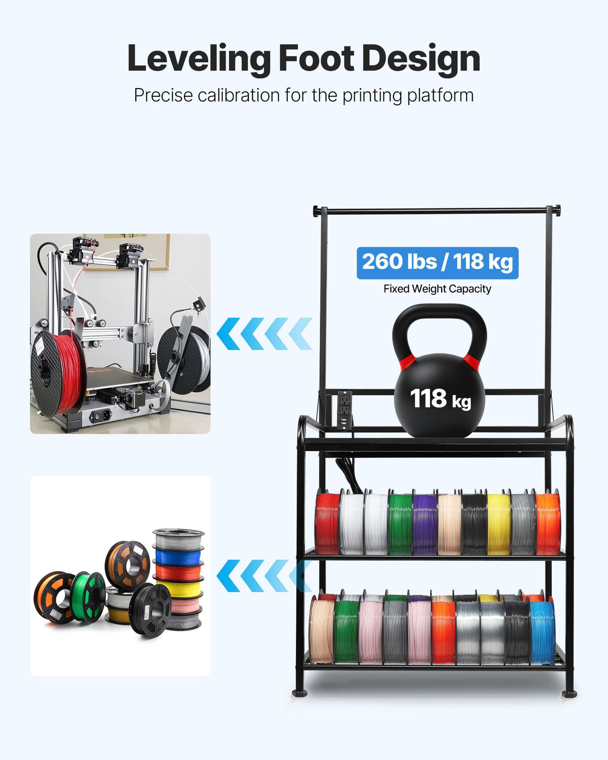 3-Tier Filament Storage Rack with Wheels W29301