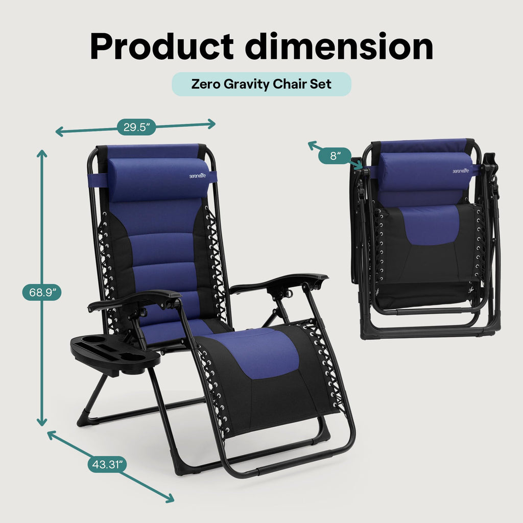 Foldable Adjustable Zero Gravity Lounge Chair with Cup Holder and Side Table T9172