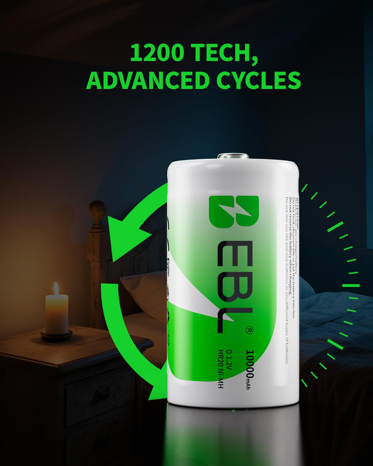 8 Pack 10000mAh Ni-MH D Rechargeable Batteries G366220