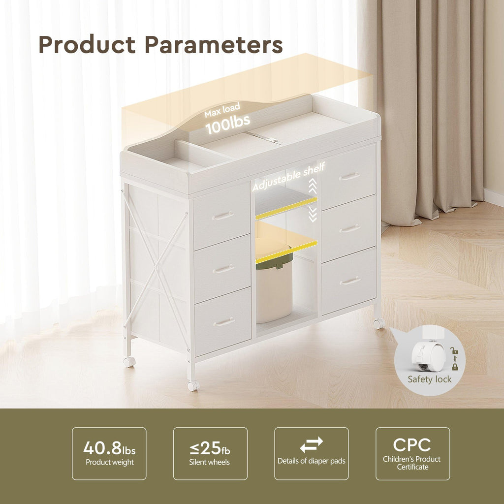 White 6 Drawer Dresser S2361