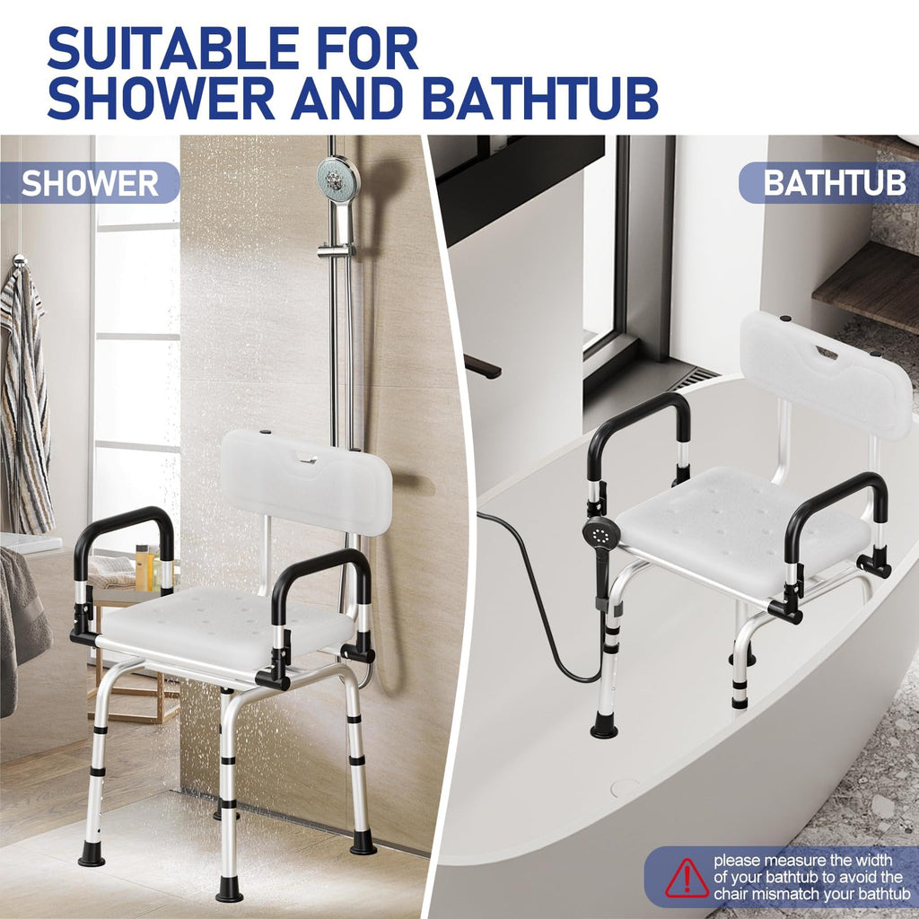 Swivel Shower Chair, 660 LBS, Adjust Height, Pivoting Arms X127