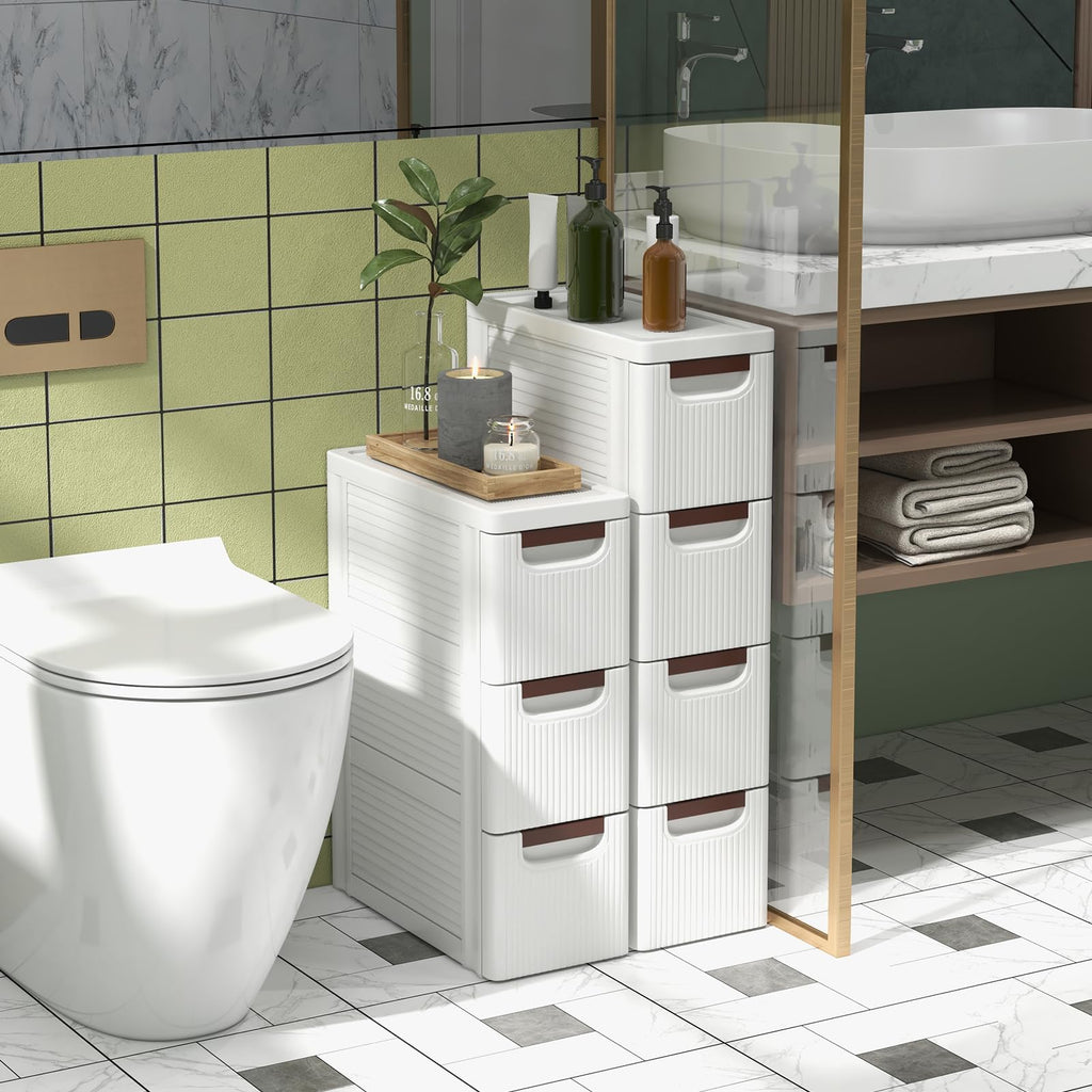 White 3 Drawer Narrow Storage Cabinet J327156