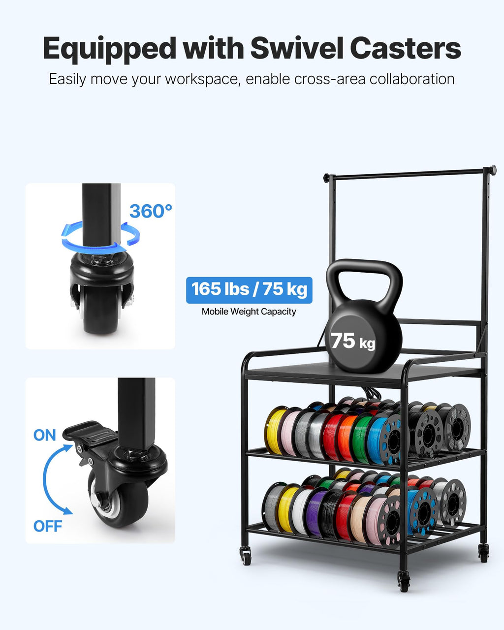 3-Tier Filament Storage Rack with Wheels W29301
