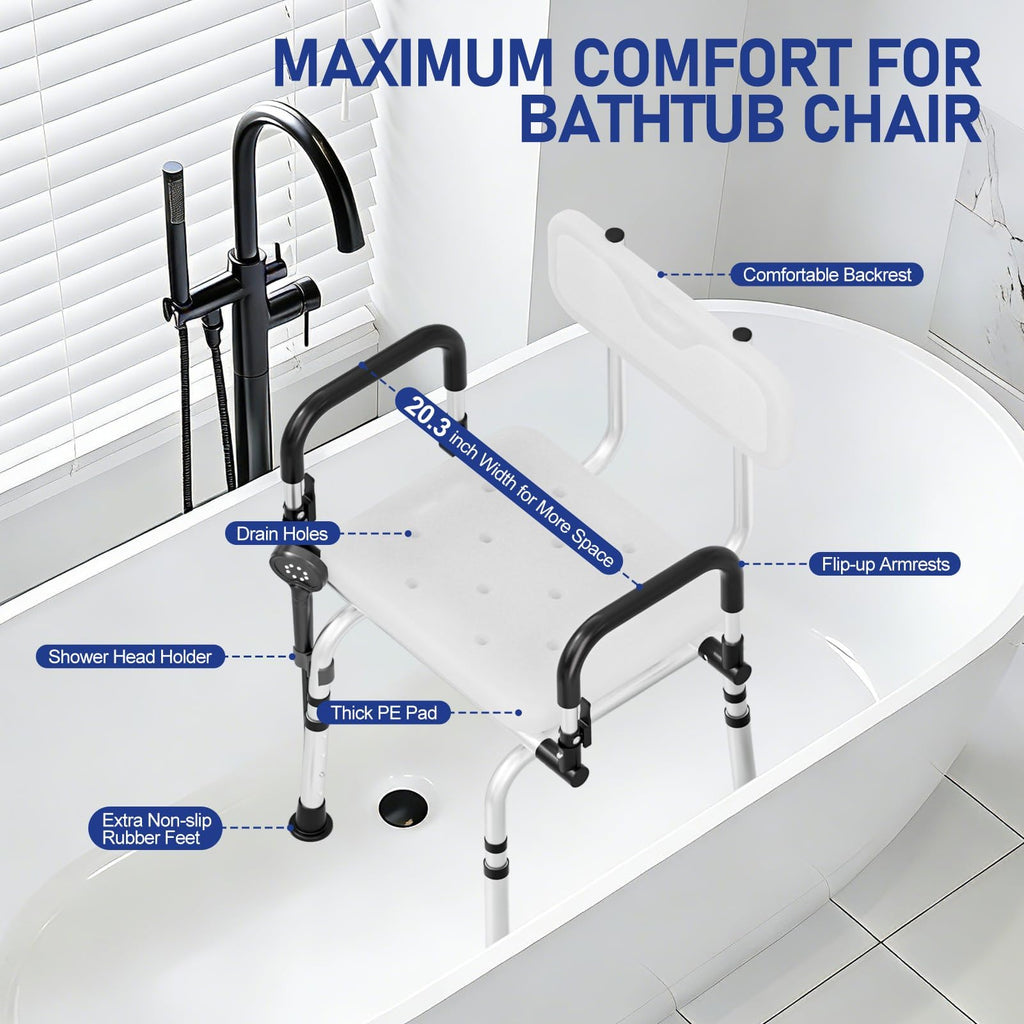 Swivel Shower Chair, 660 LBS, Adjust Height, Pivoting Arms X127