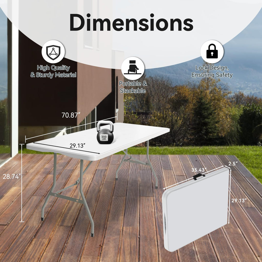 6FT White Folding Table N83313