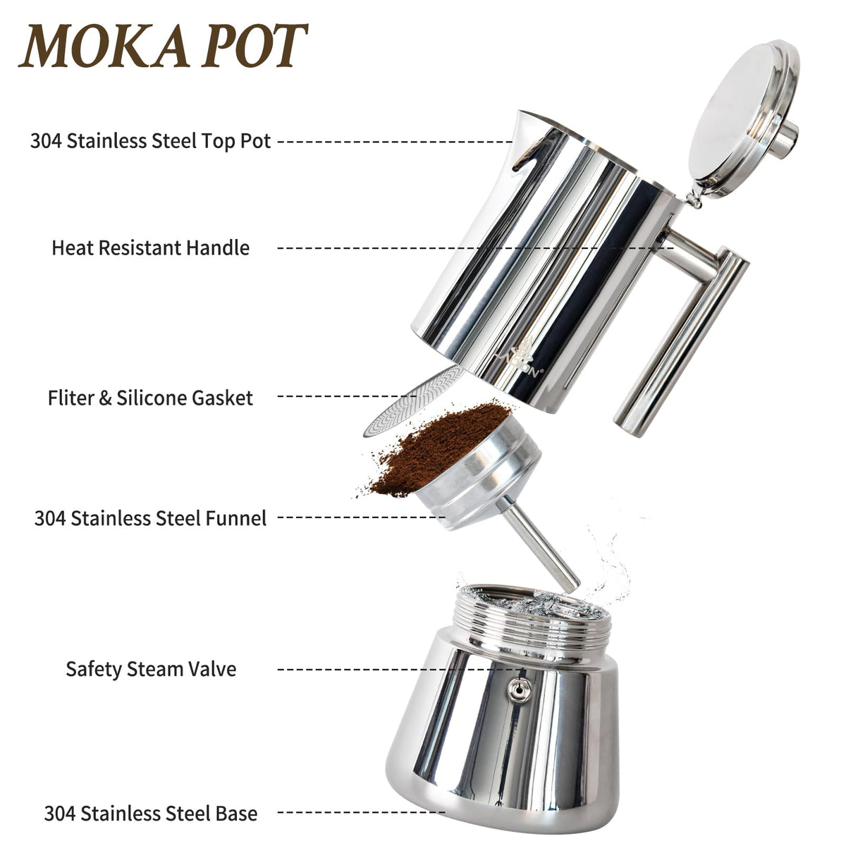 6 Cup Stainless Steel Stovetop Espresso Maker N87847