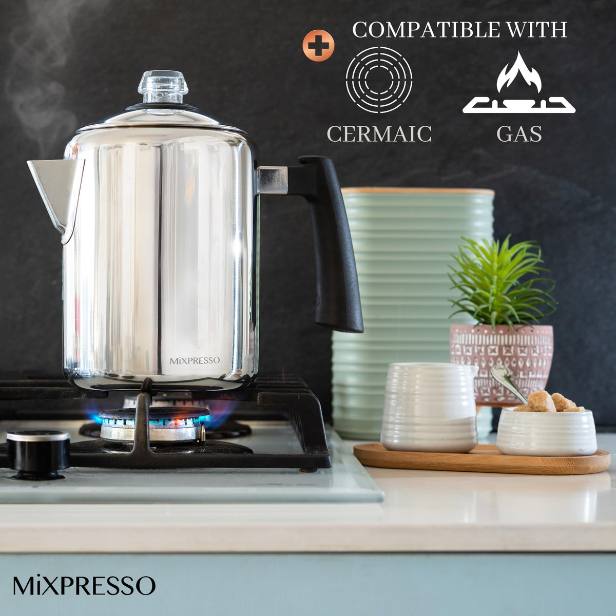 5-8 Cup Stainless Steel Stovetop Coffee Percolator V953196
