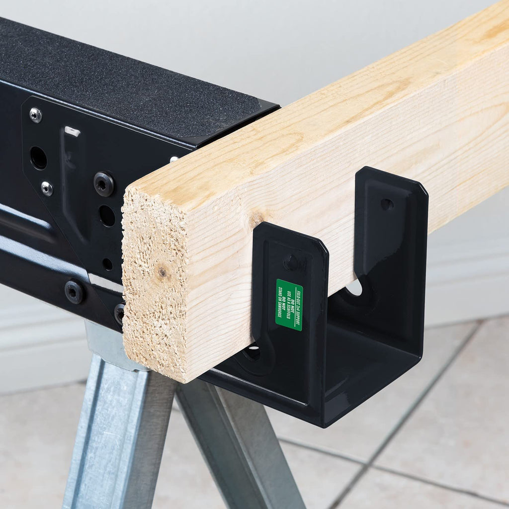 Folding Heavy Duty Metal Sawhorse 2 Pack with 2x4 Support Bracket E301