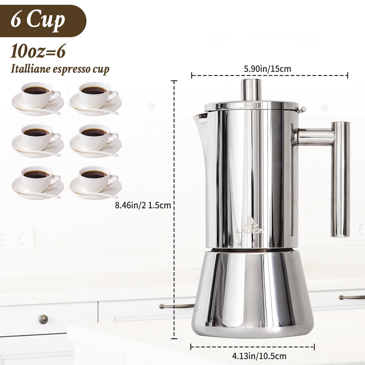 6 Cup Stainless Steel Stovetop Espresso Maker N87847