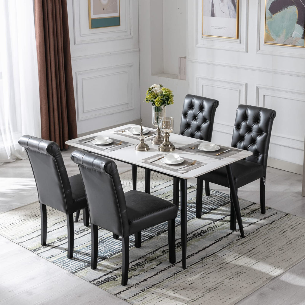 Black PU Leather Upholstered Dining Chairs Set of 4 Y235002